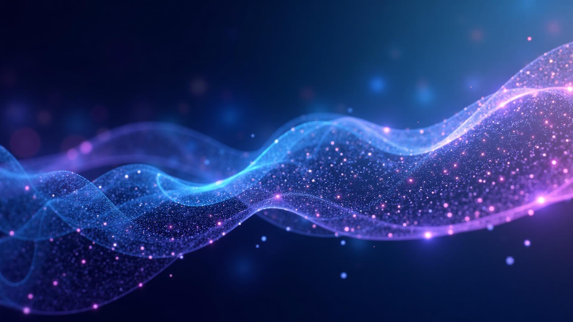 Abstract visualization of AI automation and neural networks with flowing blue gradients